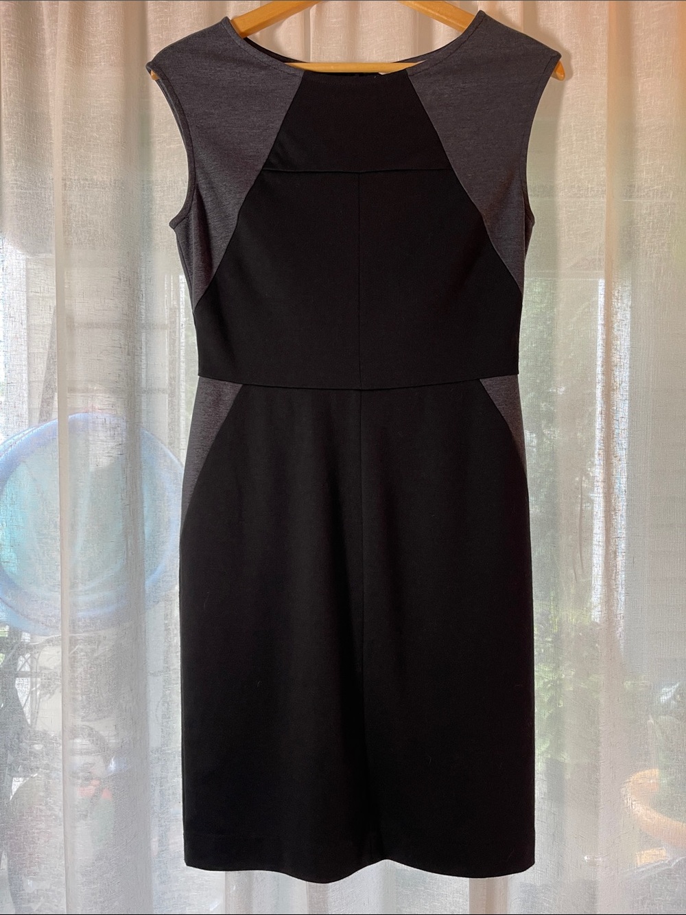 Banana Republic Black and Charcoal Colorblock Midi Dress